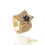 CZ Gold-Plated Copper Five-pointed Star Ring