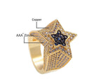 CZ Gold-Plated Copper Five-pointed Star Ring