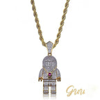 Iced 18mm  CZ  BlingBling Astronaut Pendant & Cuban Link Chain