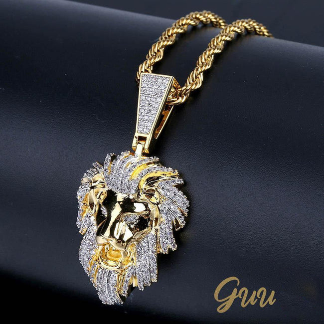 23mm Gold-Plated Micro-inlay Zircon # Lion Head # Rapper Chain Hover Image