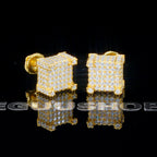 925s VVS Moissanite Iced 3D Cube Earrings In 18K Gold