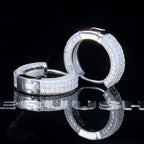 925s VVS1 Moissanite Fully Iced 3D Hoop Earrings In White Gold