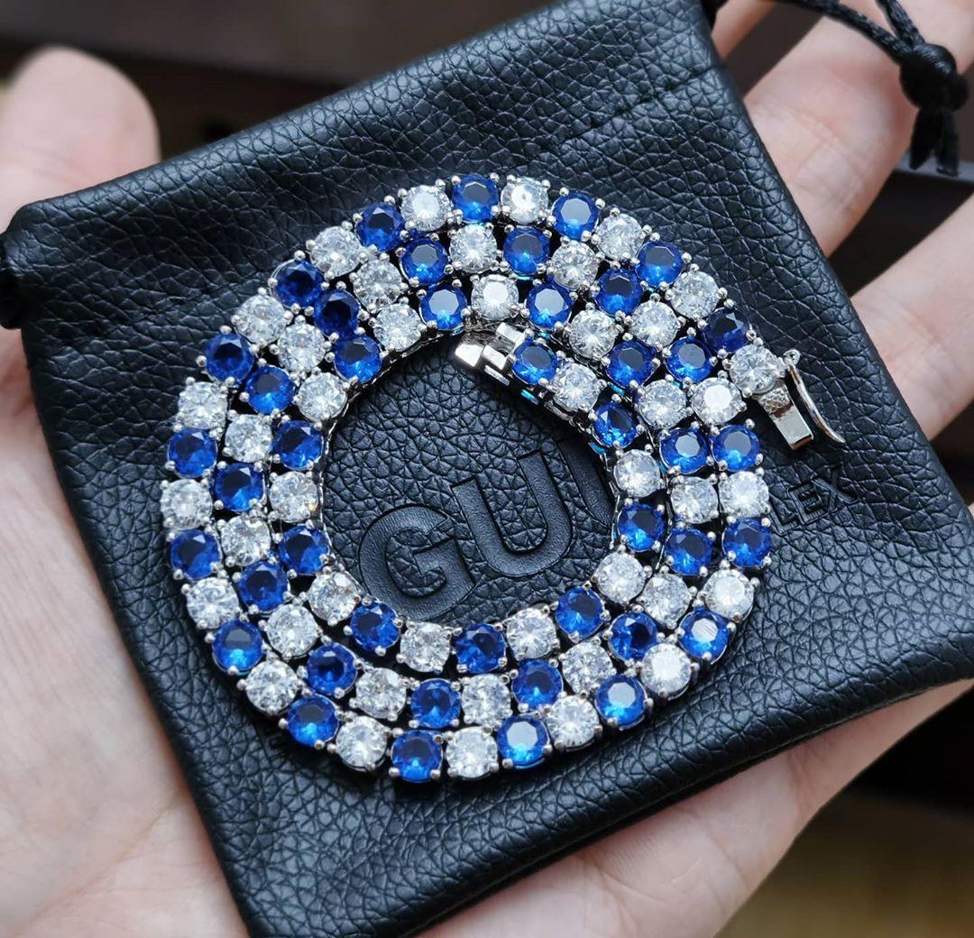 4mm Blue&White Tennis Chain